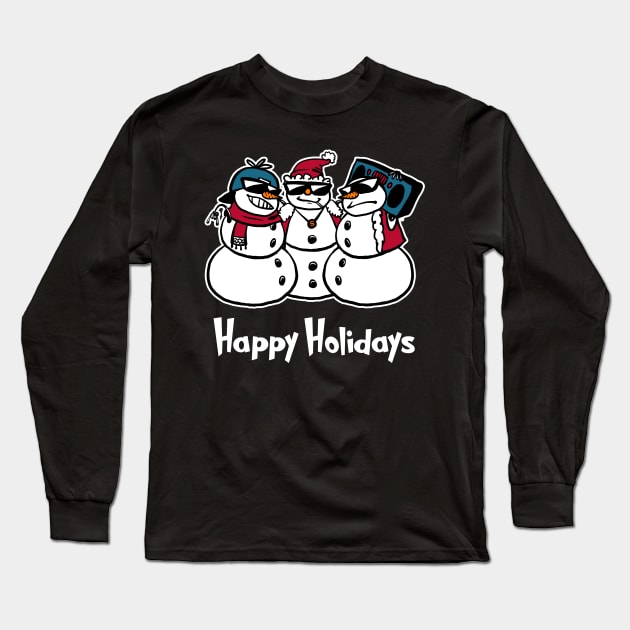 Happy holidays Shirt Funny Christmas Snowmies Tshirt Boy Girl Holiday Gift Funny Christmas Party Tee Long Sleeve T-Shirt by NickDezArts